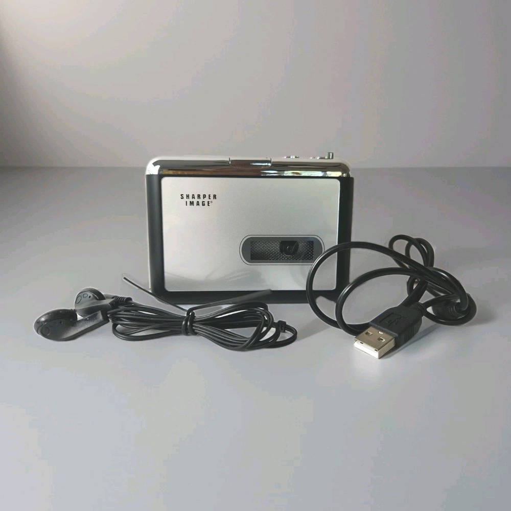 Sharper Image Portable Cassette Player to MP3 Converter Standalone USB & Earbuds